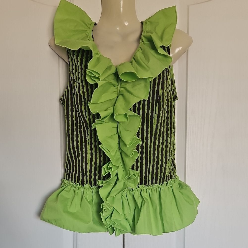 Green Ruffled Women's Top